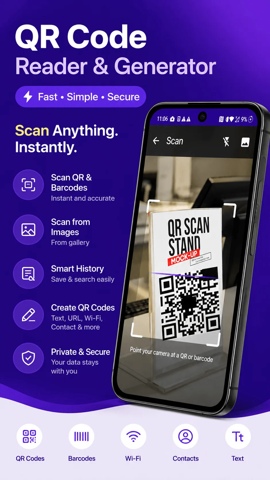 QRcode scanning a QR code with the camera