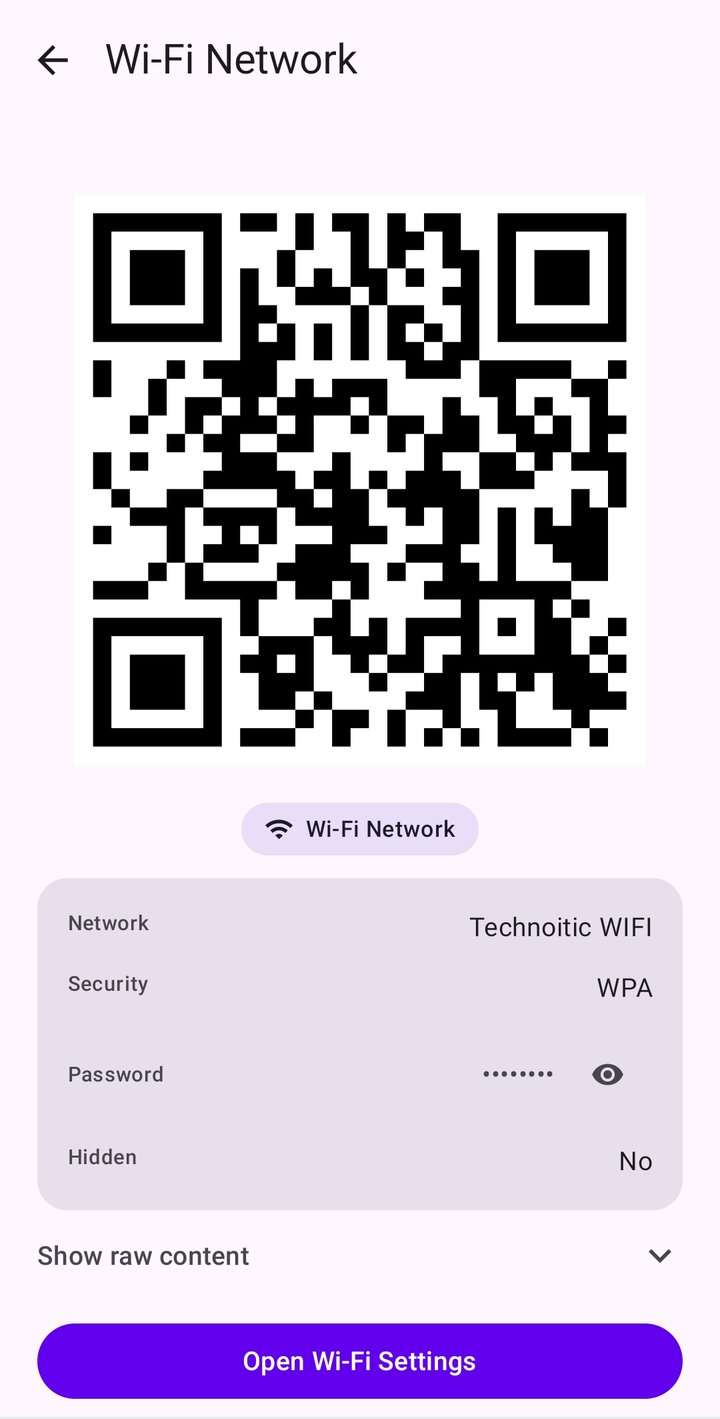 QRcode showing a generated WiFi network code